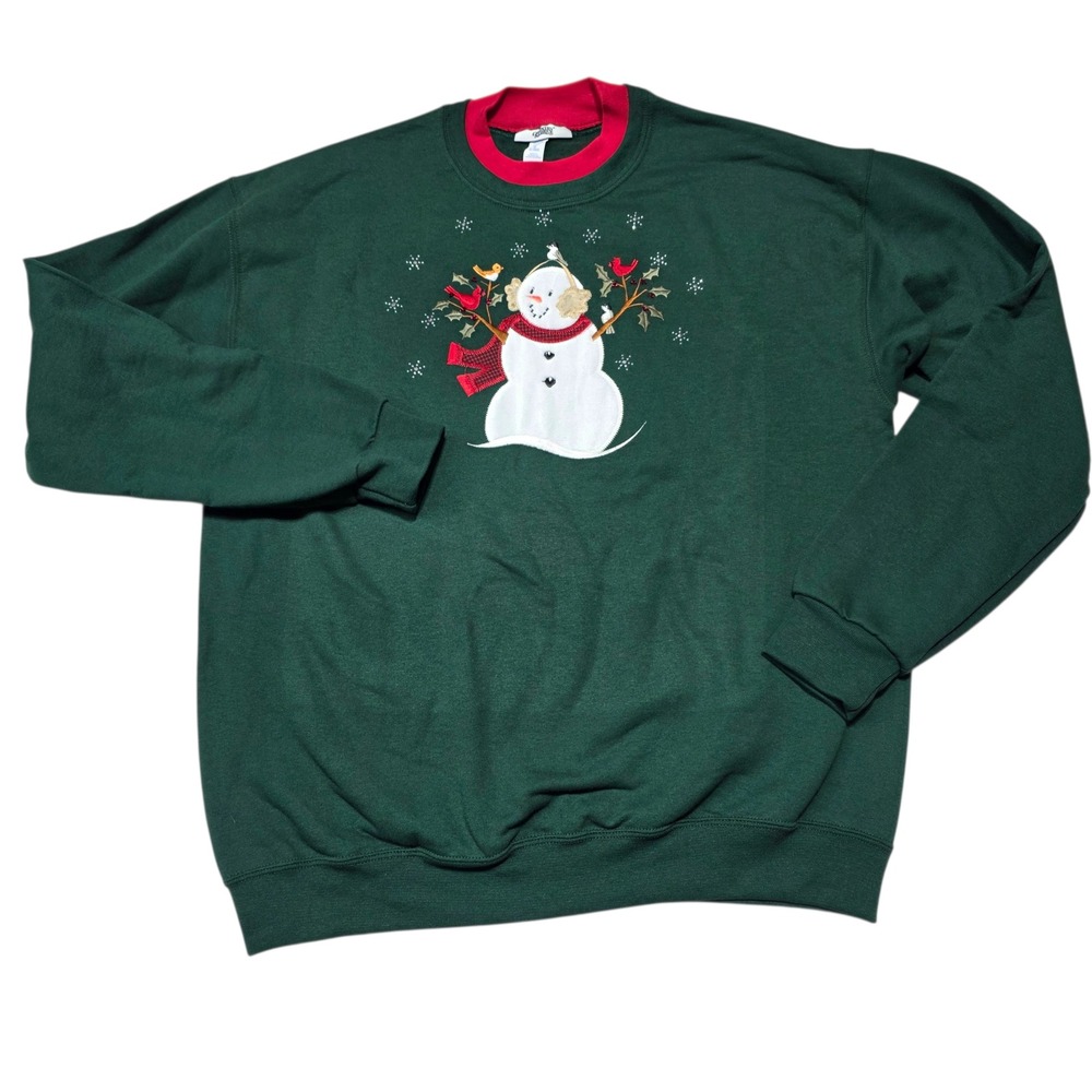 Country Store Green Snowman Christmas Sweatshirt Women's‎ Size L Long Sleeve - Picture 2 of 8